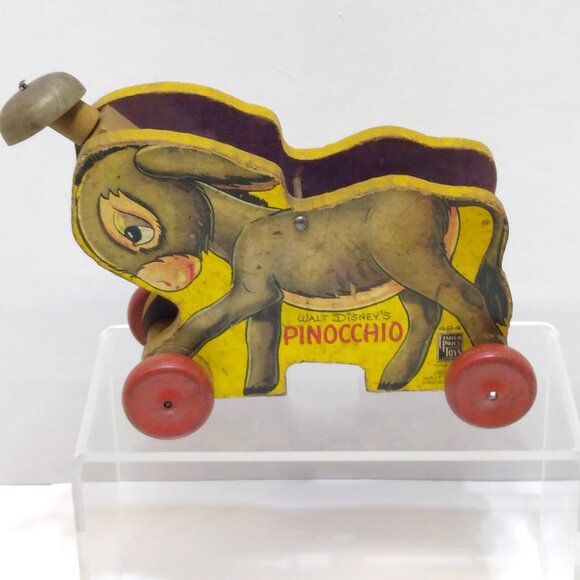 Fisher Price Walt Disney's Pinocchio's Donkey Wooden Pull Toy #494 Vintage RARE - Picture 2 of 10